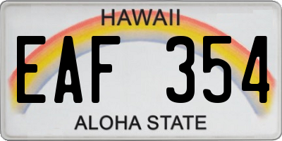 HI license plate EAF354
