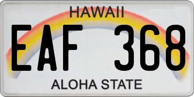 HI license plate EAF368