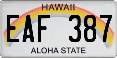 HI license plate EAF387