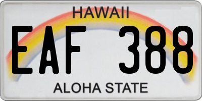 HI license plate EAF388