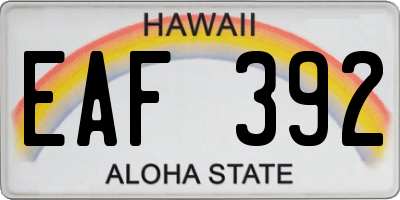 HI license plate EAF392