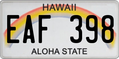 HI license plate EAF398