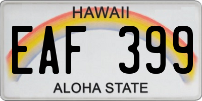 HI license plate EAF399