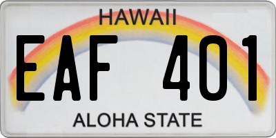 HI license plate EAF401