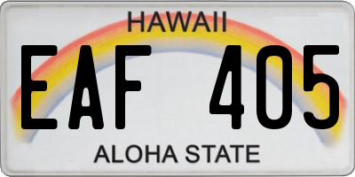 HI license plate EAF405