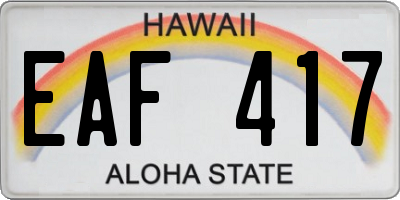 HI license plate EAF417