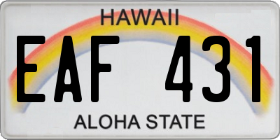 HI license plate EAF431