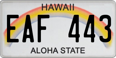 HI license plate EAF443