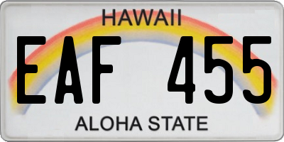 HI license plate EAF455