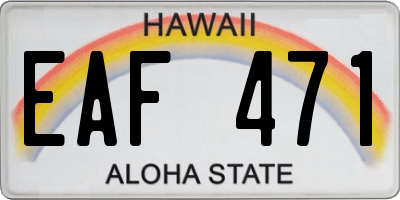 HI license plate EAF471