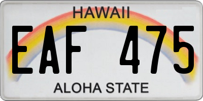 HI license plate EAF475