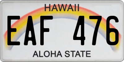 HI license plate EAF476