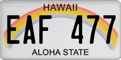 HI license plate EAF477
