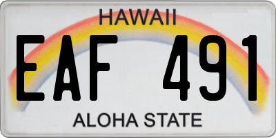 HI license plate EAF491