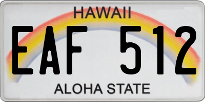 HI license plate EAF512