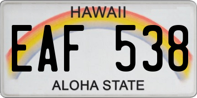HI license plate EAF538