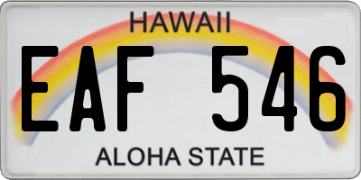 HI license plate EAF546