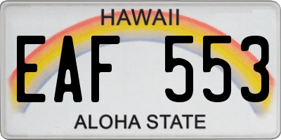 HI license plate EAF553