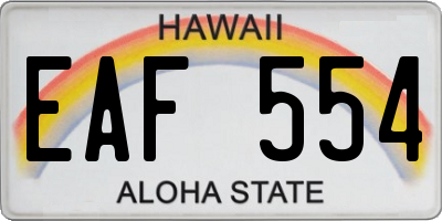 HI license plate EAF554