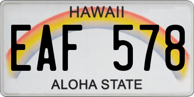 HI license plate EAF578