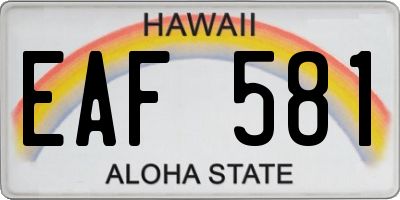 HI license plate EAF581
