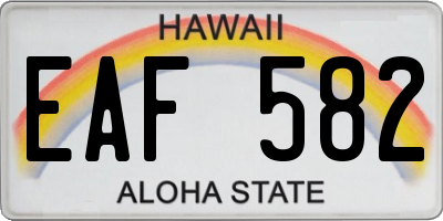 HI license plate EAF582