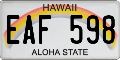 HI license plate EAF598