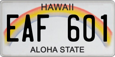 HI license plate EAF601