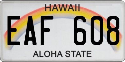 HI license plate EAF608