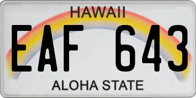HI license plate EAF643