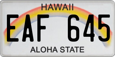 HI license plate EAF645