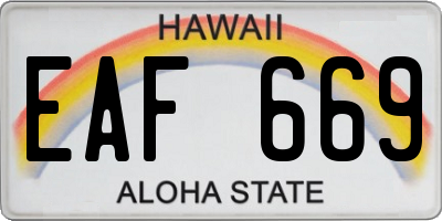 HI license plate EAF669