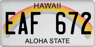 HI license plate EAF672