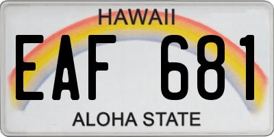 HI license plate EAF681