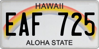 HI license plate EAF725