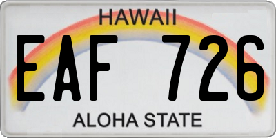 HI license plate EAF726