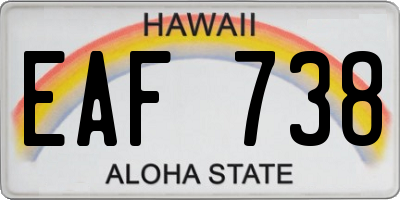 HI license plate EAF738