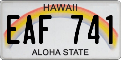 HI license plate EAF741
