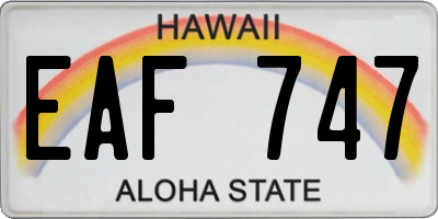 HI license plate EAF747