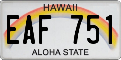 HI license plate EAF751