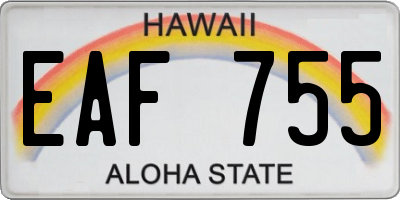 HI license plate EAF755