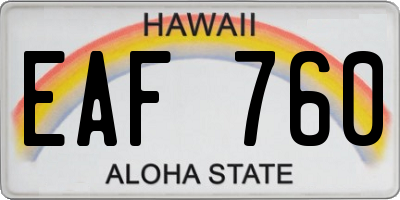 HI license plate EAF760