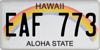 HI license plate EAF773