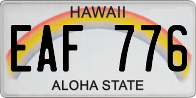 HI license plate EAF776