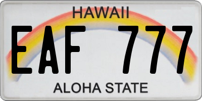 HI license plate EAF777