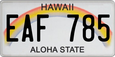 HI license plate EAF785
