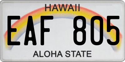 HI license plate EAF805