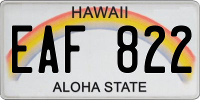 HI license plate EAF822