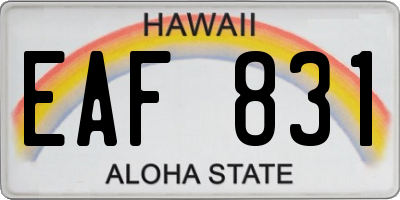 HI license plate EAF831