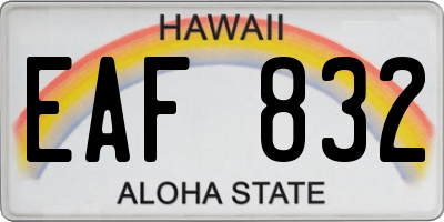 HI license plate EAF832